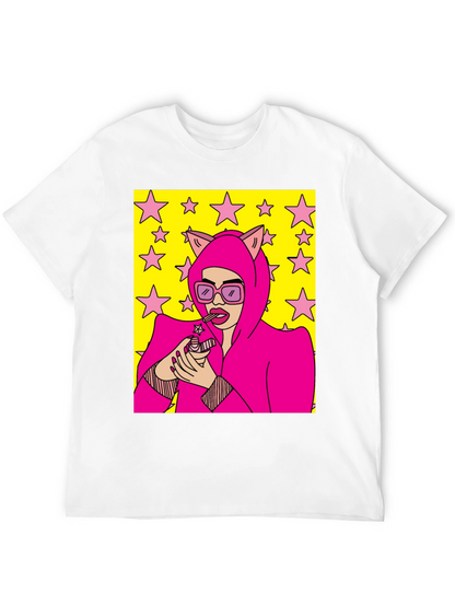 Camiseta Negra con Diseño Pop Art Femenino