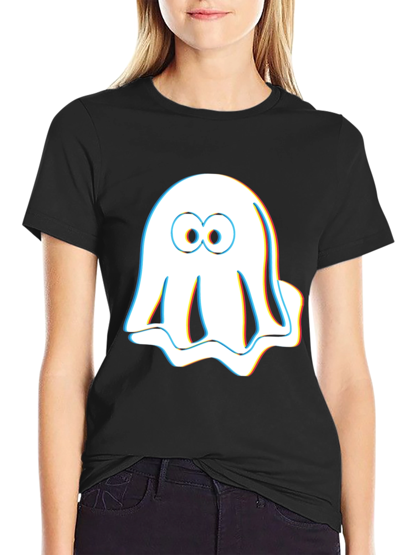 Camiseta Negra con Fantasma Estereoscópico
