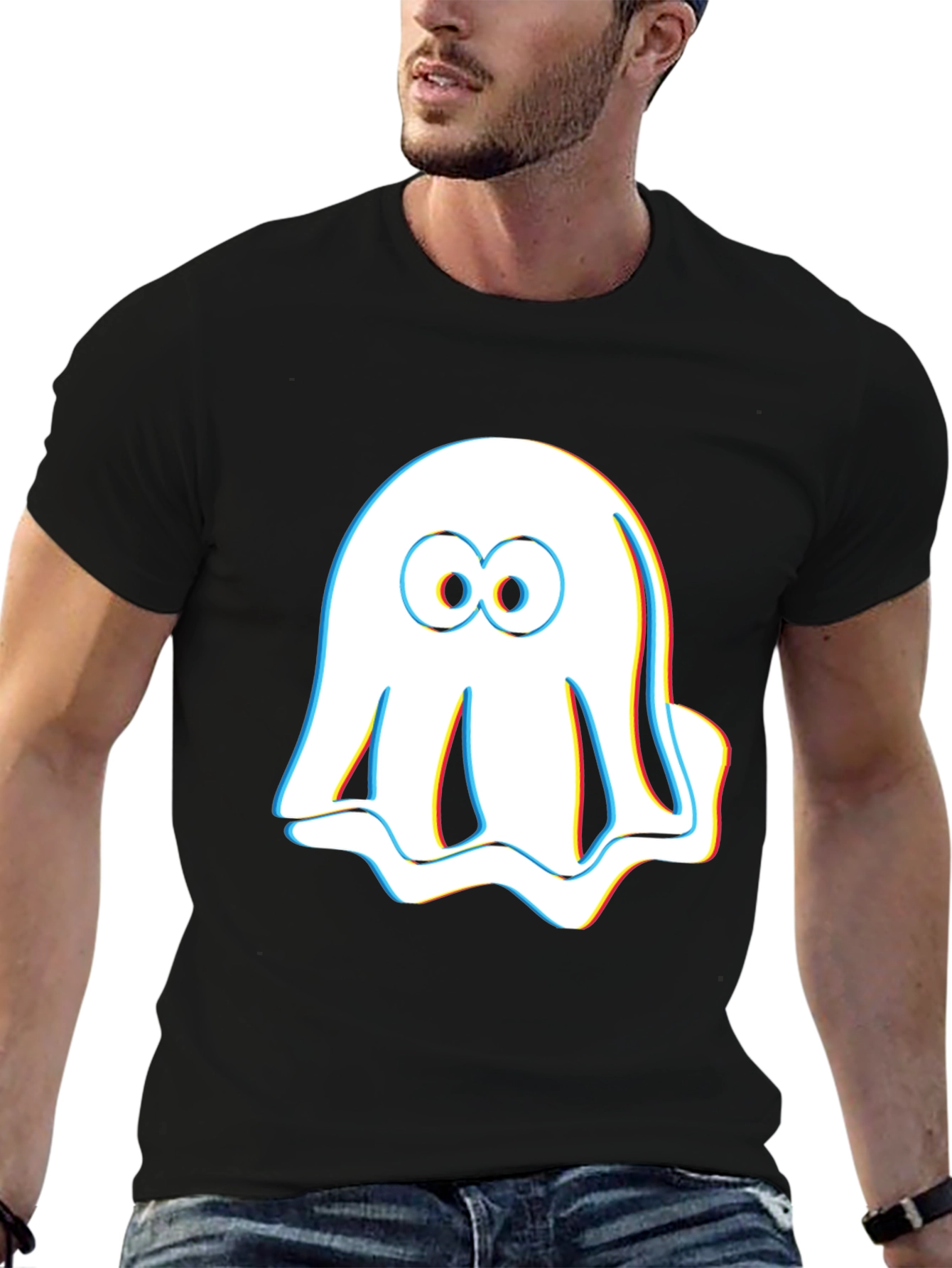 Camiseta Negra con Fantasma Estereoscópico