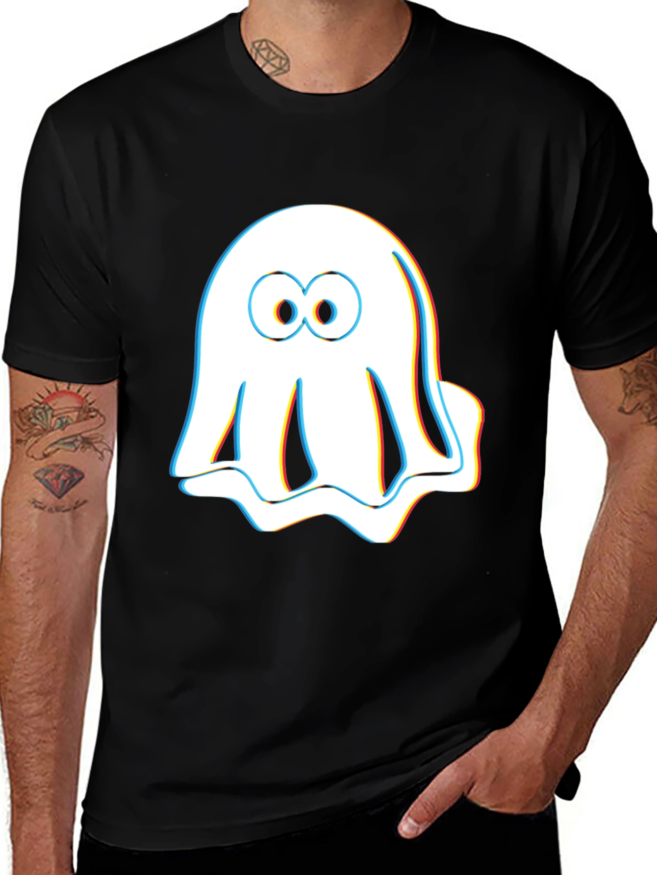 Camiseta Negra con Fantasma Estereoscópico