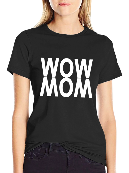 Camiseta Negra con Estampado WOW MOM