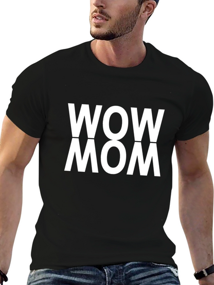 Camiseta Negra con Estampado WOW MOM
