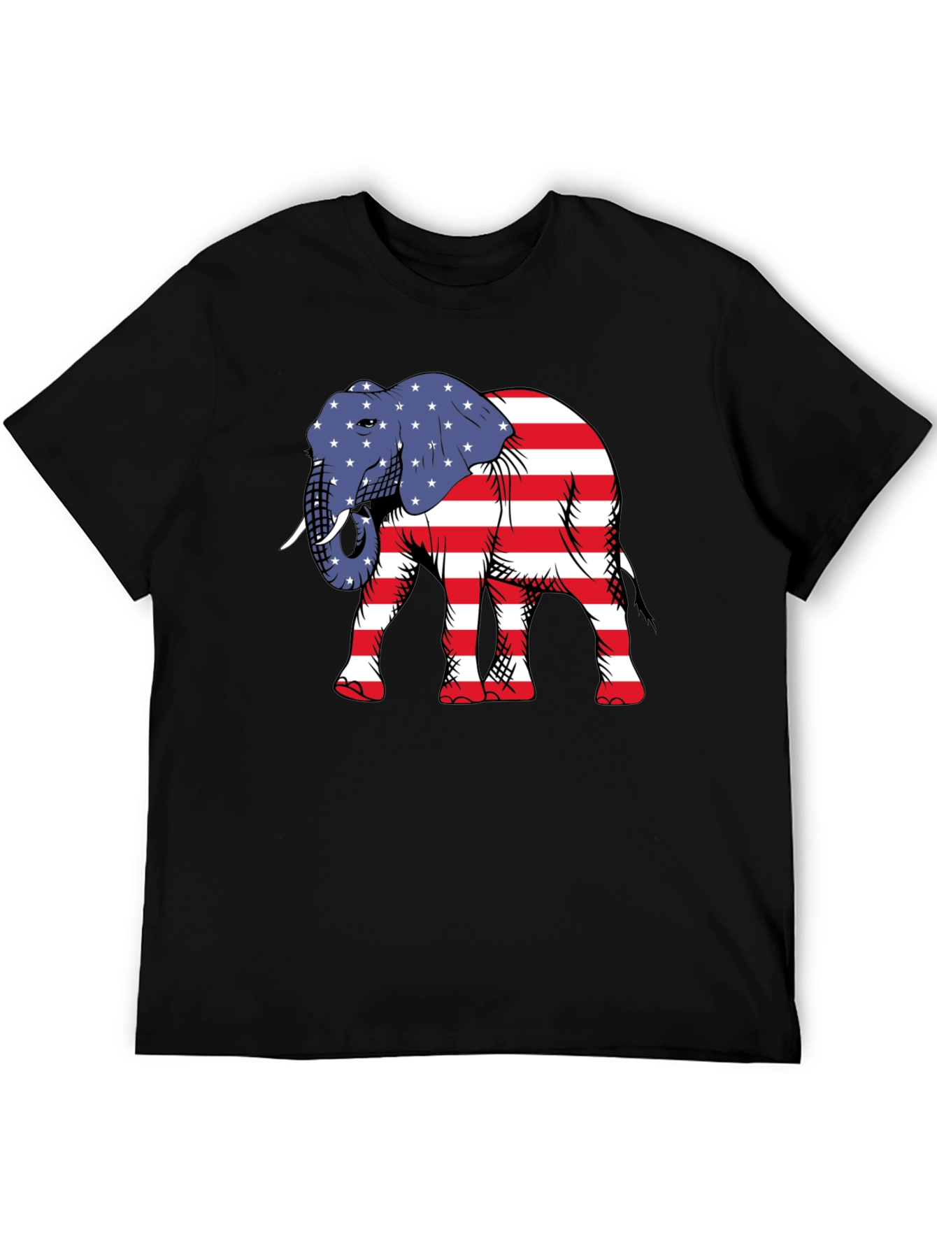 Camiseta Negra con Elefante Patriótico
