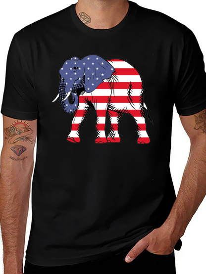 Camiseta Negra con Elefante Patriótico