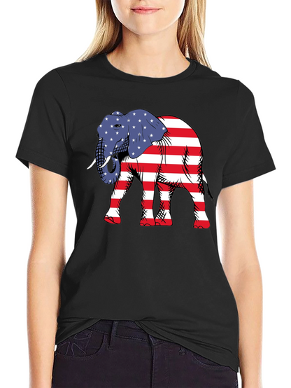 Camiseta Negra con Elefante Patriótico
