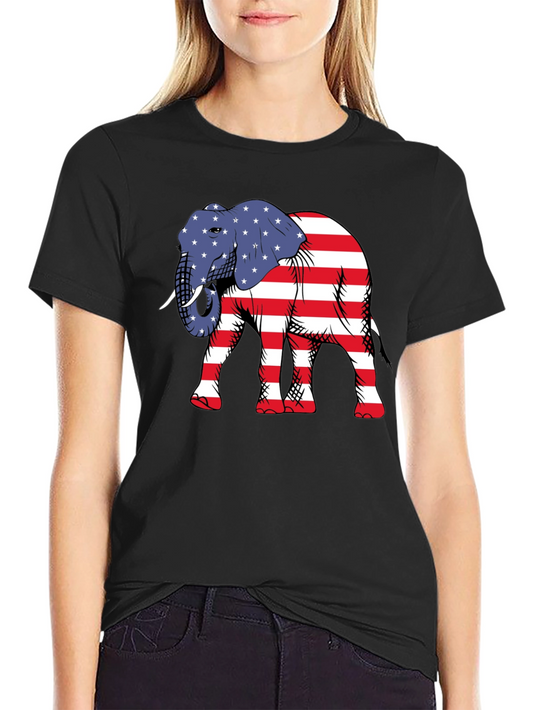 Camiseta Negra con Elefante Patriótico