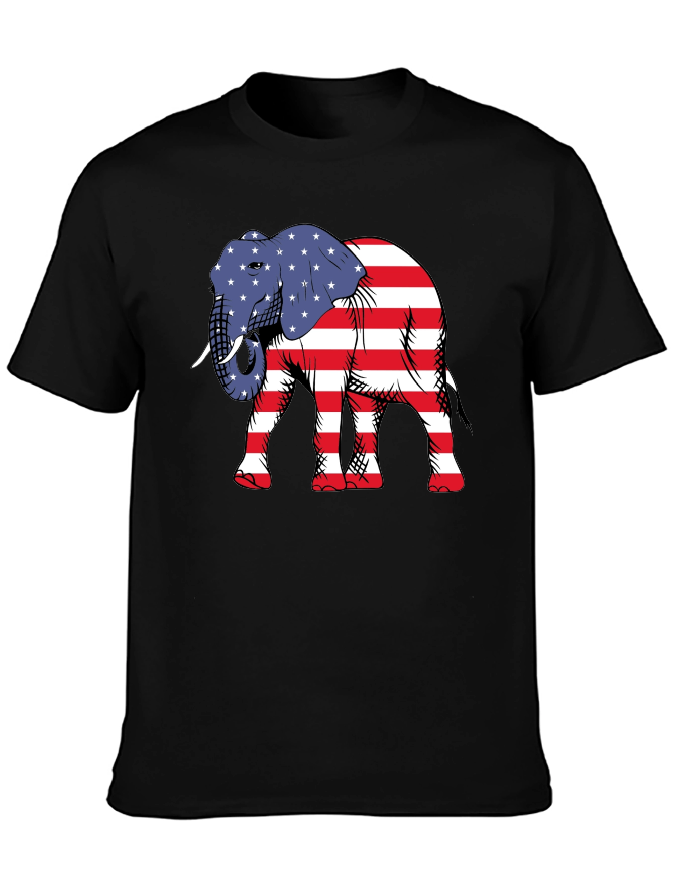 Camiseta Negra con Elefante Patriótico