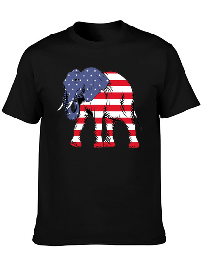 Camiseta Negra con Elefante Patriótico