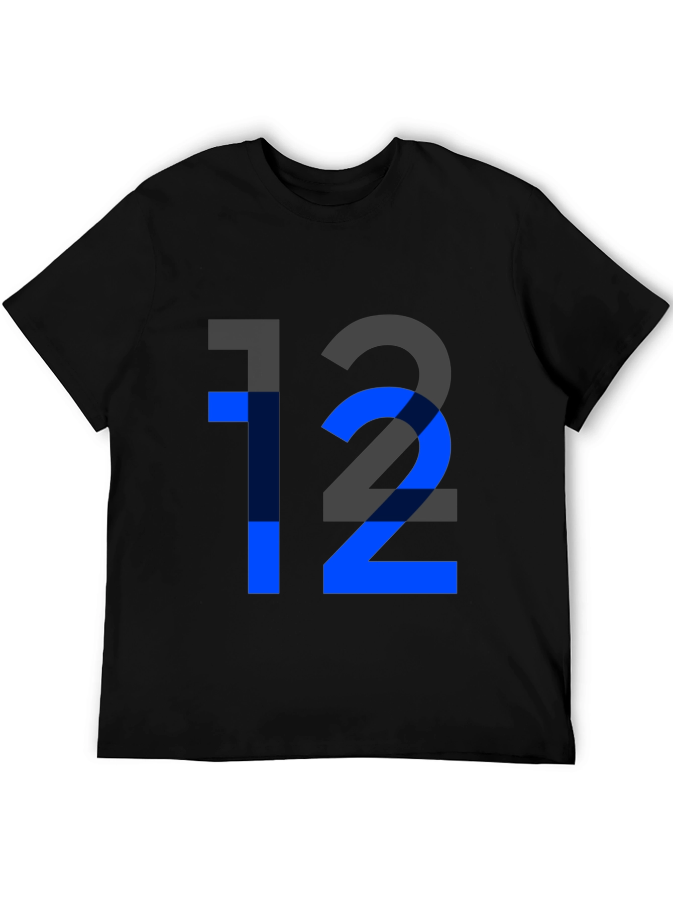 Camiseta Negra con Diseño Número 12 Azul