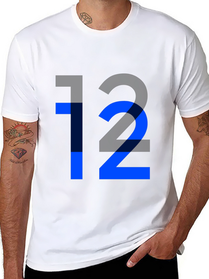 Camiseta Negra con Diseño Número 12 Azul