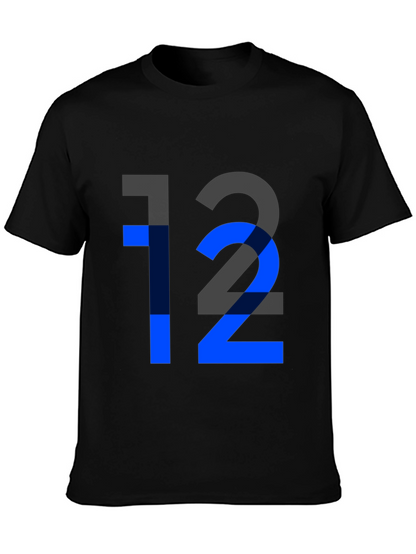 Camiseta Negra con Diseño Número 12 Azul