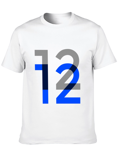 Camiseta Negra con Diseño Número 12 Azul