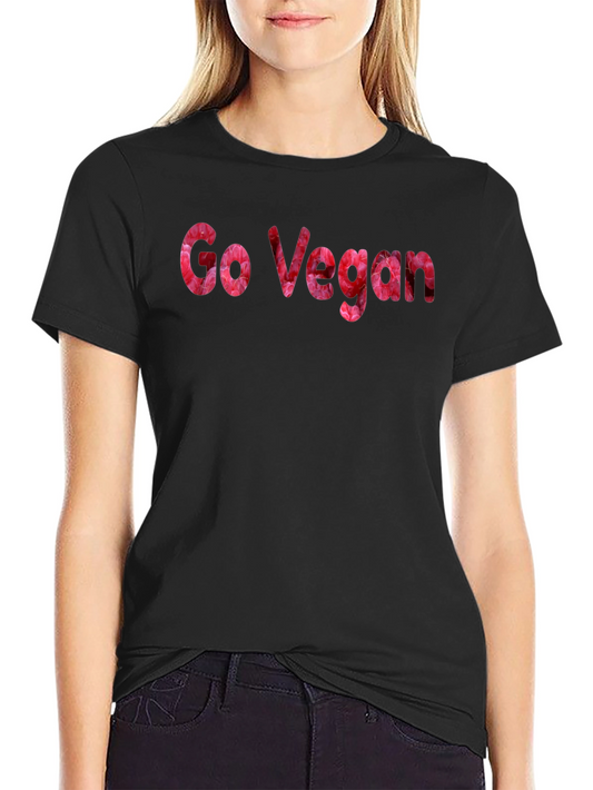 Camiseta Negra Go Vegan Floral para Hombre
