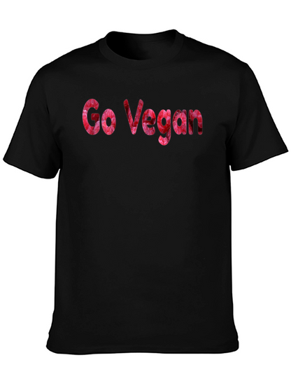 Camiseta Negra Go Vegan Floral para Hombre
