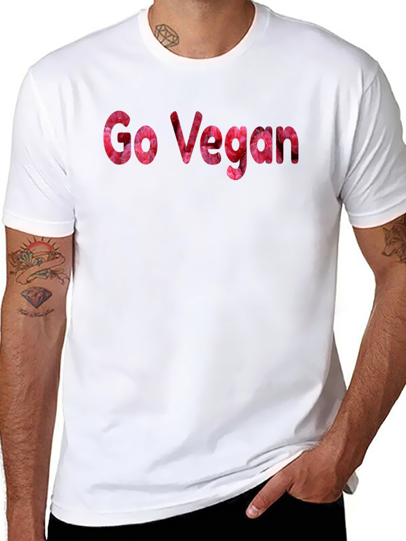 Camiseta Negra Go Vegan Floral para Hombre