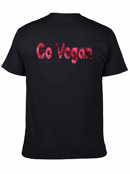Camiseta Negra Go Vegan Floral para Hombre