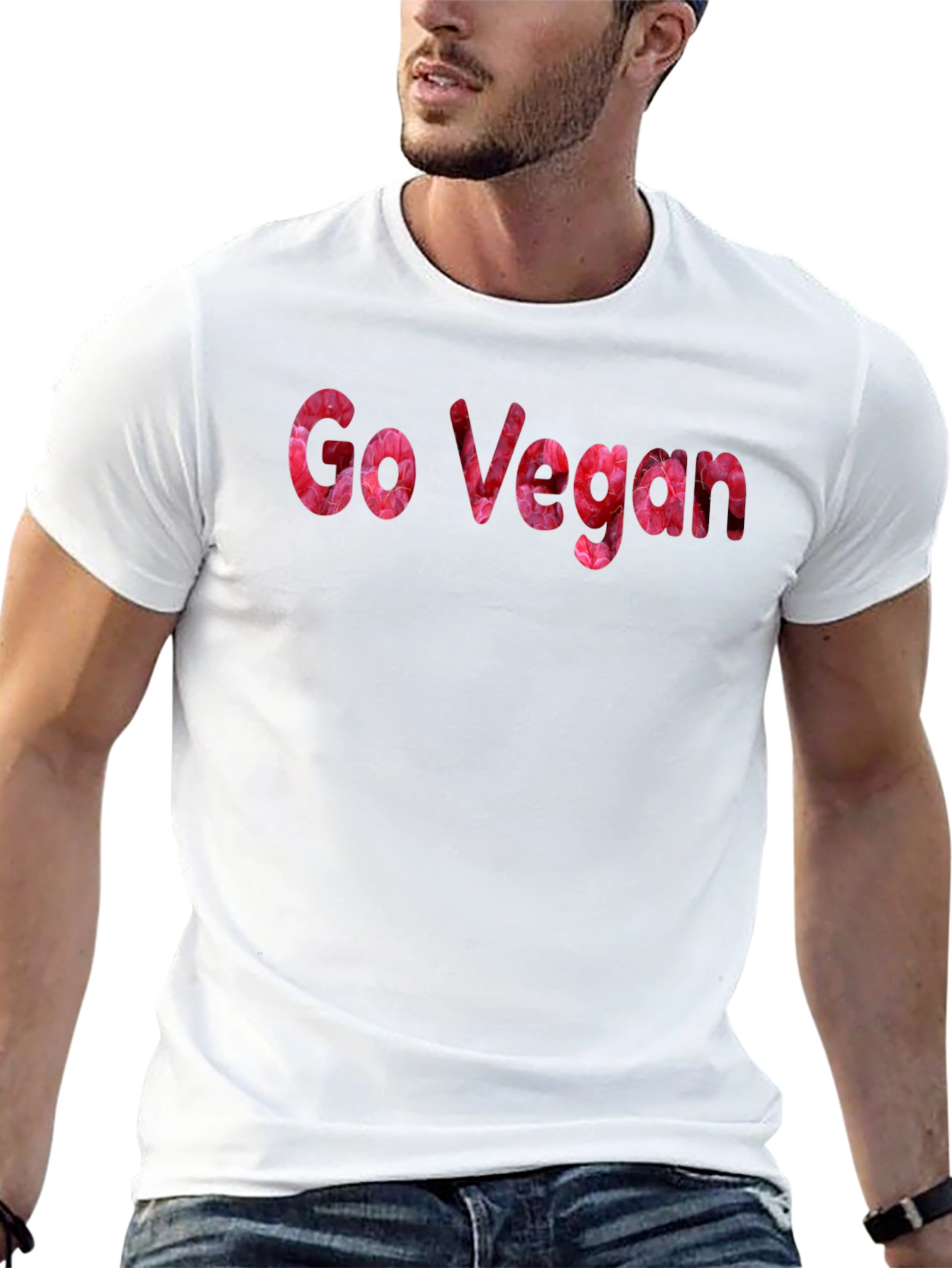 Camiseta Negra Go Vegan Floral para Hombre