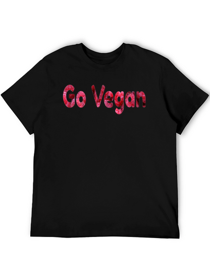 Camiseta Negra Go Vegan Floral para Hombre