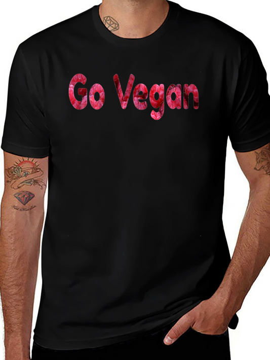 Camiseta Negra Go Vegan Floral para Hombre