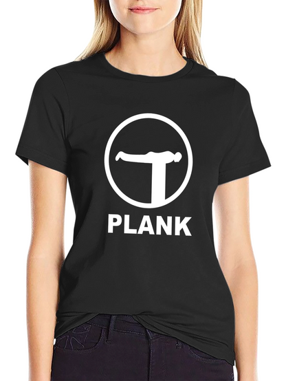 Camiseta Negra Plank para Ejercicio y Fitness
