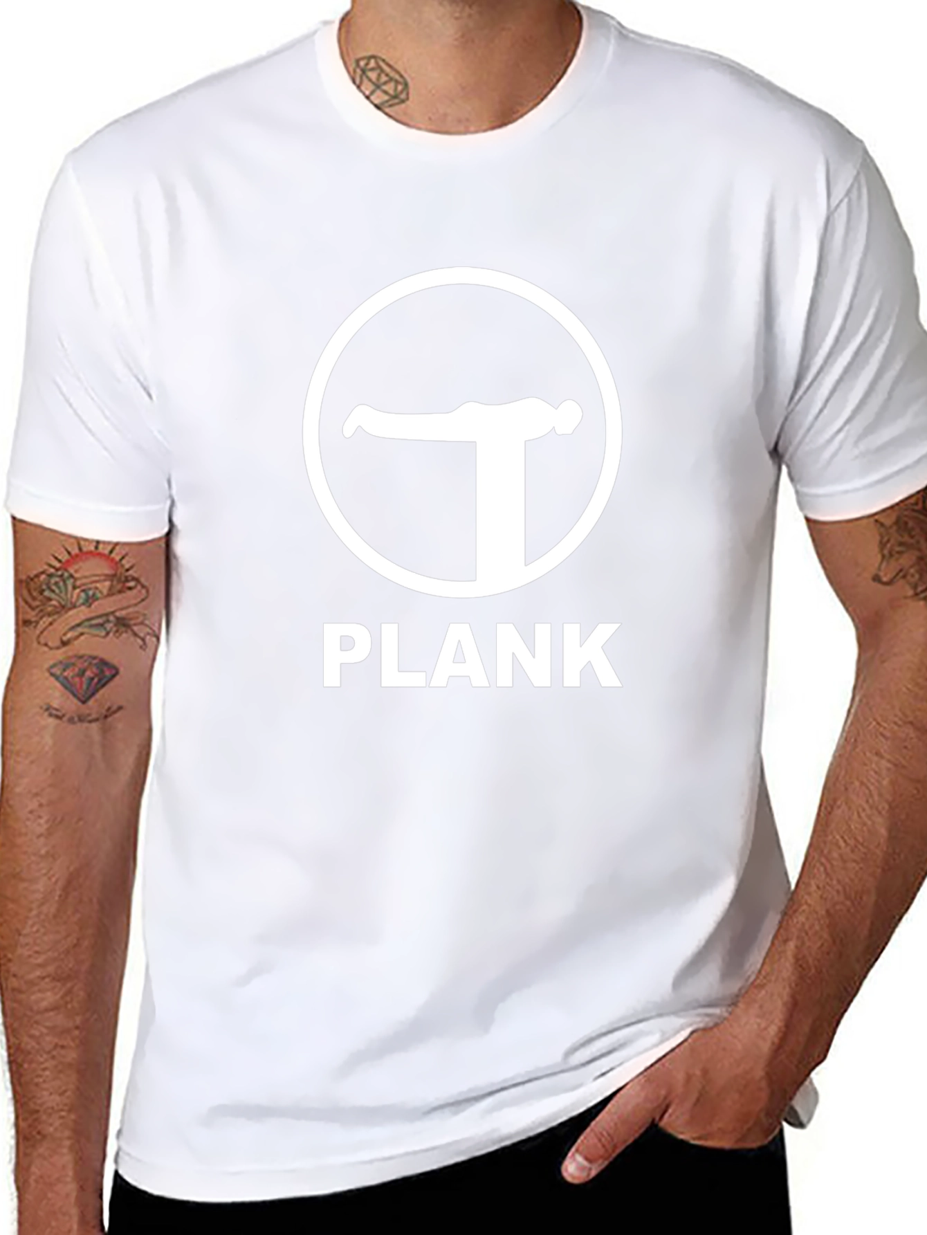 Camiseta Negra Plank para Ejercicio y Fitness