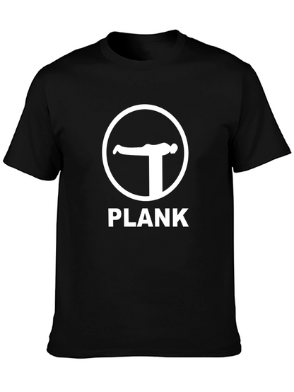 Camiseta Negra Plank para Ejercicio y Fitness