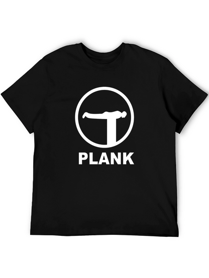 Camiseta Negra Plank para Ejercicio y Fitness