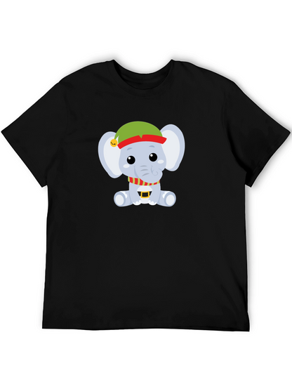 Camiseta Negra con Elefante Navideño