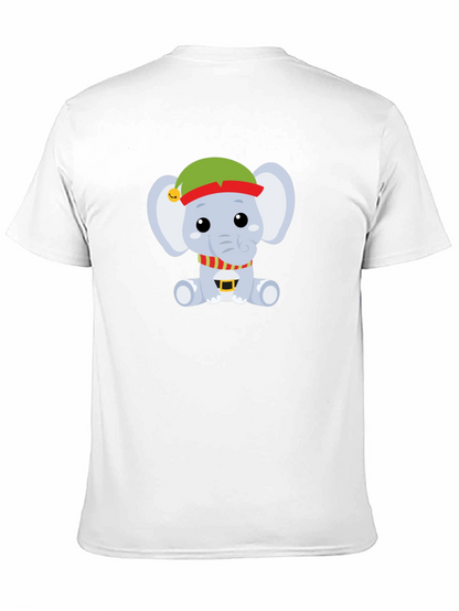 Camiseta Negra con Elefante Navideño