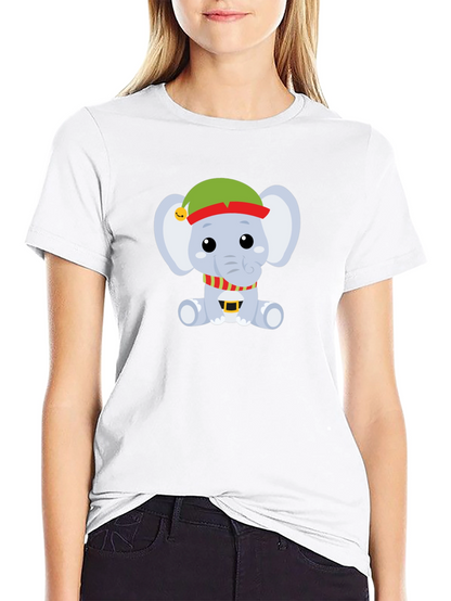Camiseta Negra con Elefante Navideño