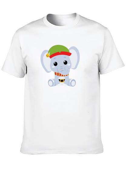 Camiseta Negra con Elefante Navideño