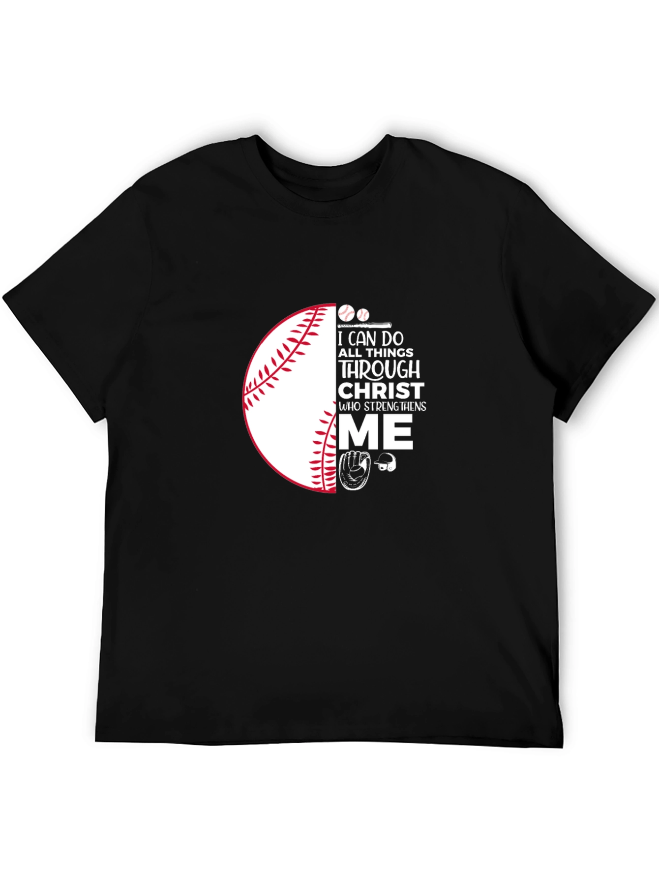 Camiseta Negra con Diseño de Béisbol Cristiano