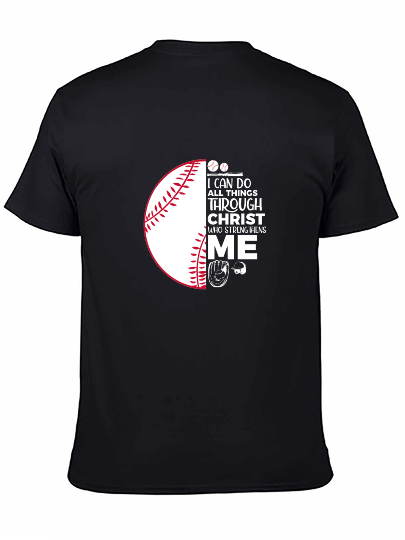 Camiseta Negra con Diseño de Béisbol Cristiano