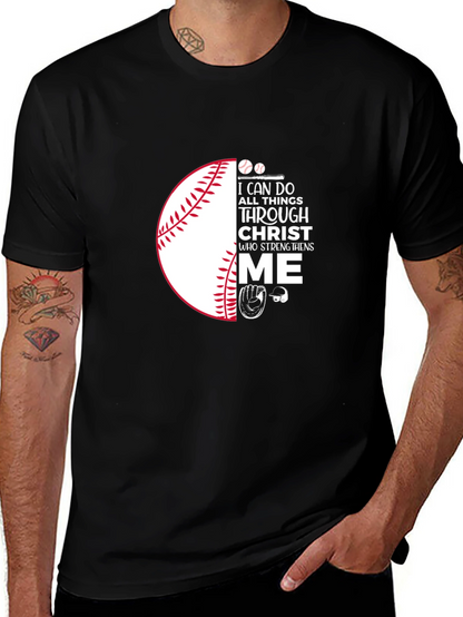Camiseta Negra con Diseño de Béisbol Cristiano