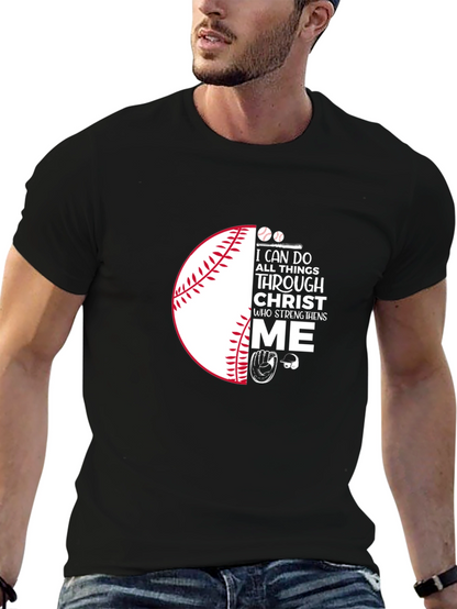 Camiseta Negra con Diseño de Béisbol Cristiano
