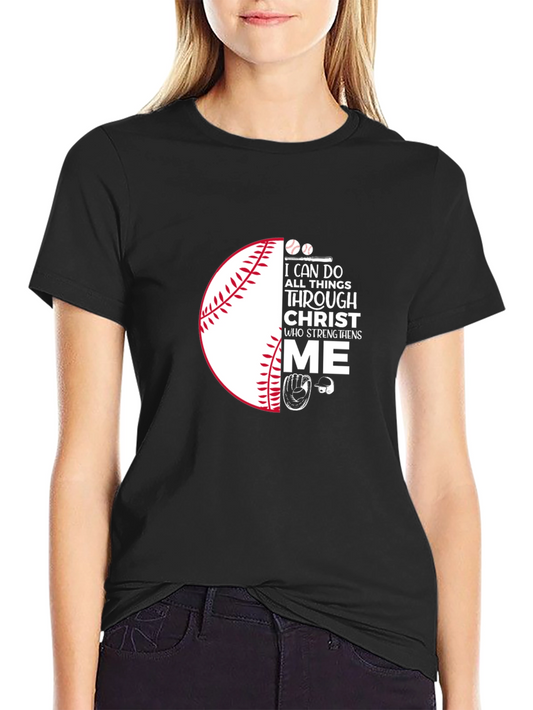 Camiseta Negra con Diseño de Béisbol Cristiano