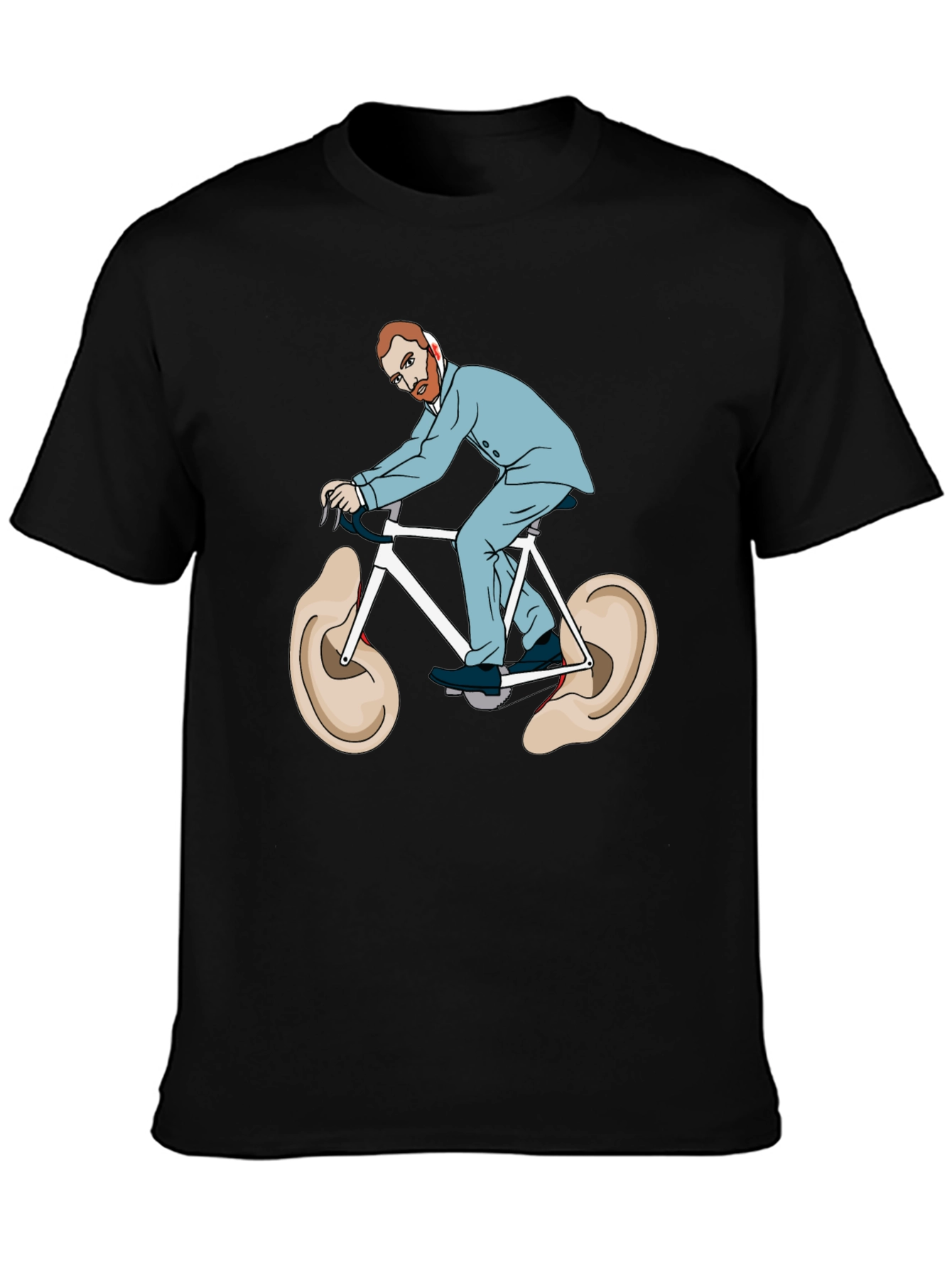 Camiseta Negra Van Gogh Bicicleta Orejas Arte Divertido