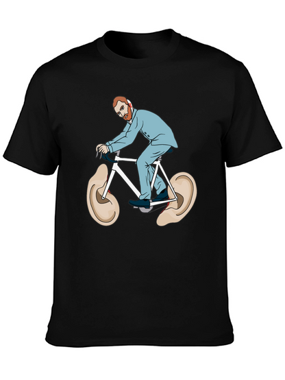 Camiseta Negra Van Gogh Bicicleta Orejas Arte Divertido