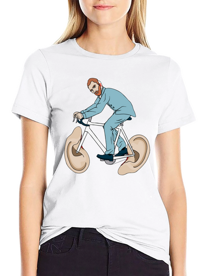 Camiseta Negra Van Gogh Bicicleta Orejas Arte Divertido