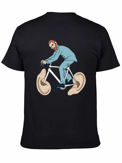 Camiseta Negra Van Gogh Bicicleta Orejas Arte Divertido