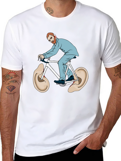 Camiseta Negra Van Gogh Bicicleta Orejas Arte Divertido