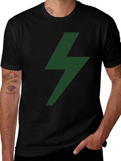 Camiseta Negra Rayo Verde Moda Casual Hombre