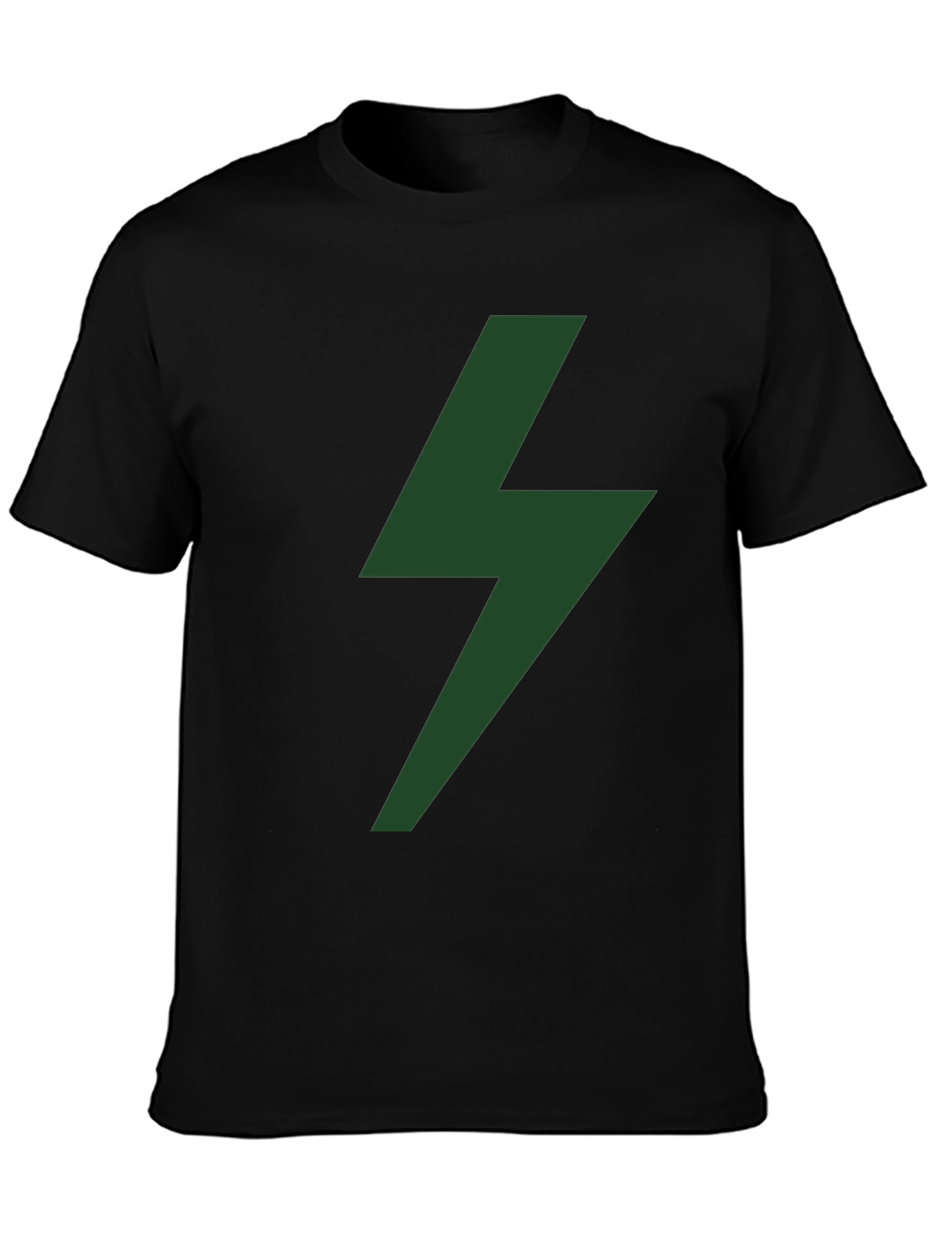 Camiseta Negra Rayo Verde Moda Casual Hombre