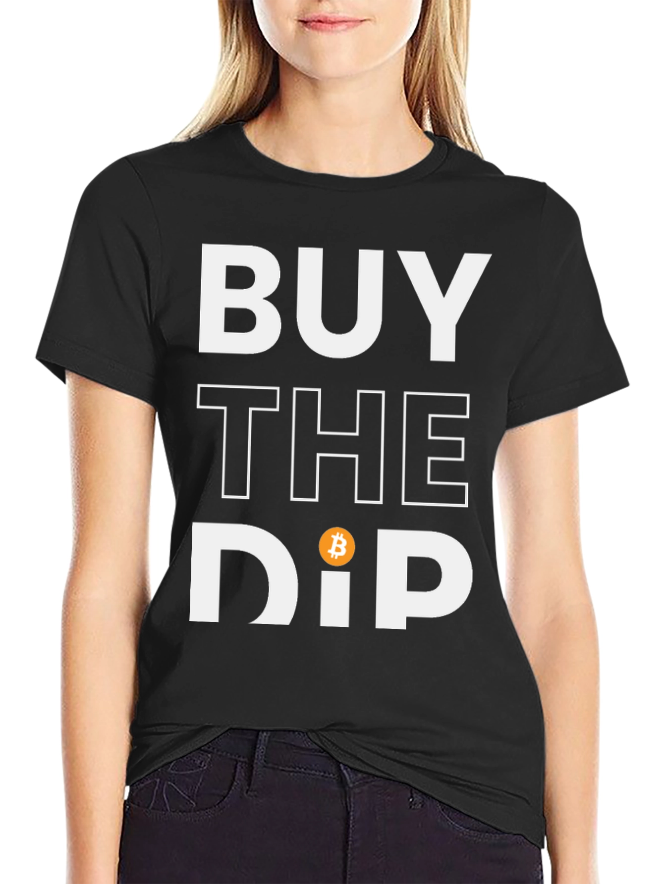 Camiseta Negra Buy the Dip Bitcoin