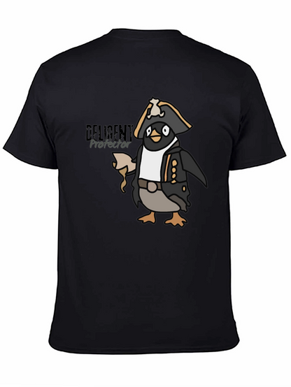 Camiseta Negra con Diseño de Pingüino Pirata Divertido