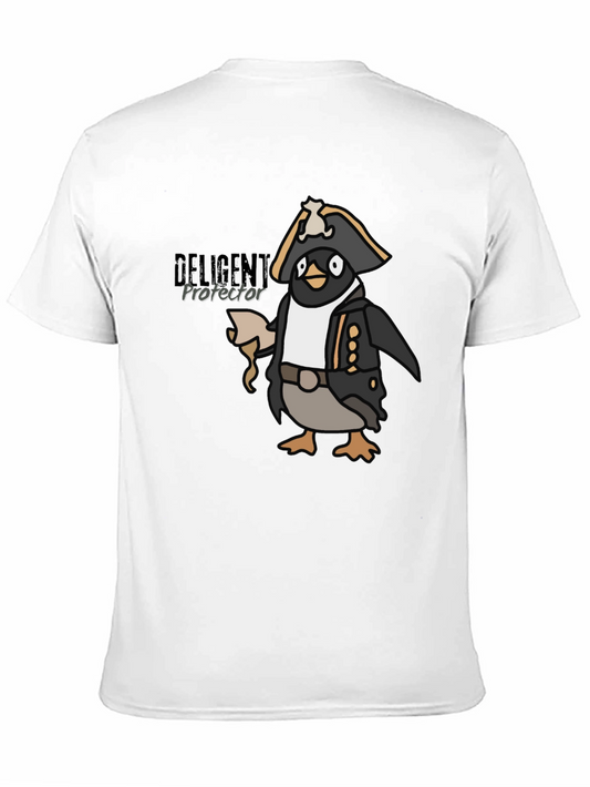 Camiseta Negra con Diseño de Pingüino Pirata Divertido