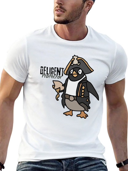 Camiseta Negra con Diseño de Pingüino Pirata Divertido