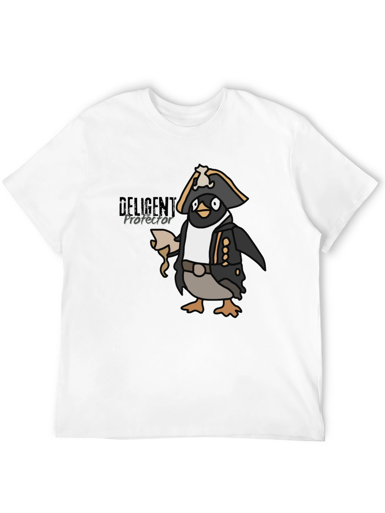 Camiseta Negra con Diseño de Pingüino Pirata Divertido