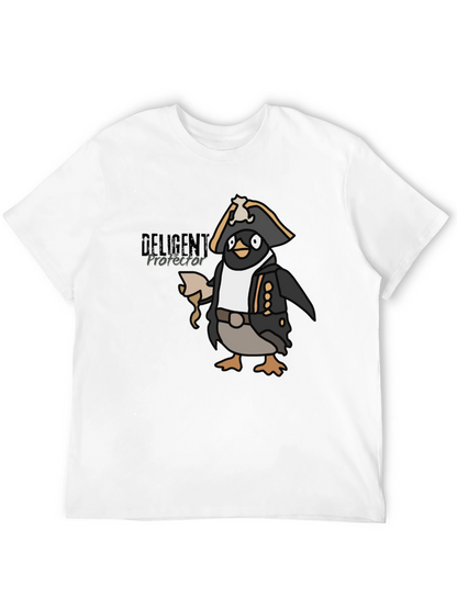 Camiseta Negra con Diseño de Pingüino Pirata Divertido