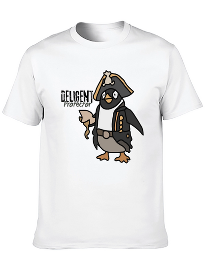 Camiseta Negra con Diseño de Pingüino Pirata Divertido